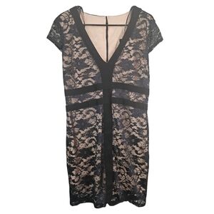 B Darlin black and tan lace cap sleeve dress. Size 15/16